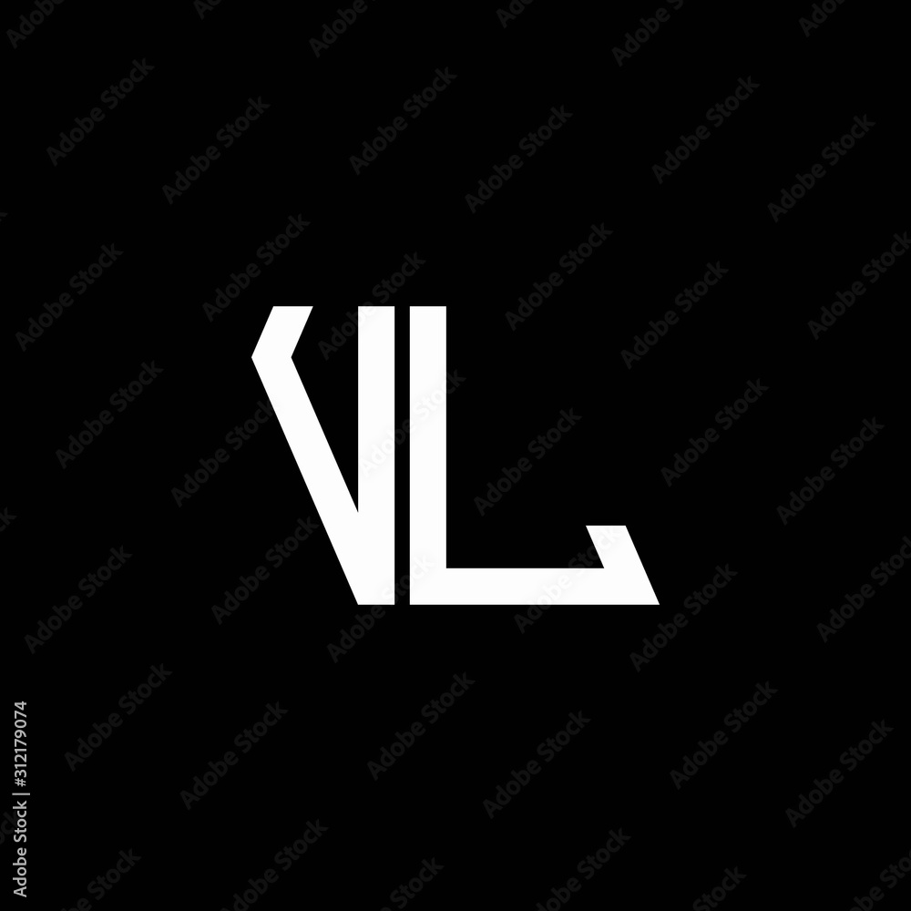 VL logo abstract monogram isolated on black background Stock Vector