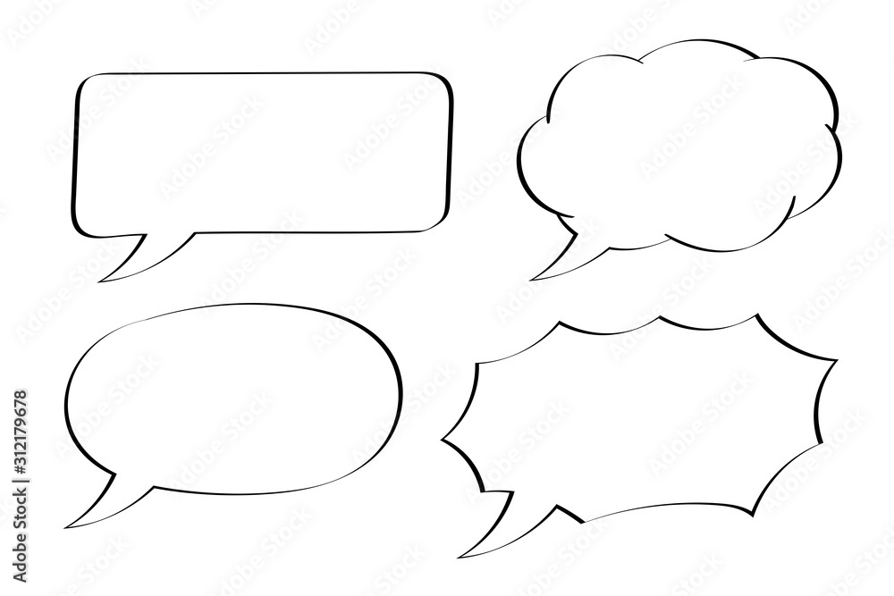 Speech bubbles. Hand drawn sketch Speech bubbles. Hand drawn sketch