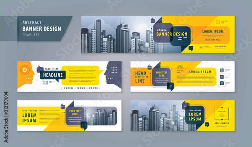 Abstract banner design web template Set, Horizontal header web banner. Modern cover header