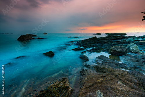 Seascape of the vibrant sunsets