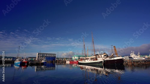 Whale-watching and fishing boats in the harbor of Reykjavik, Iceland