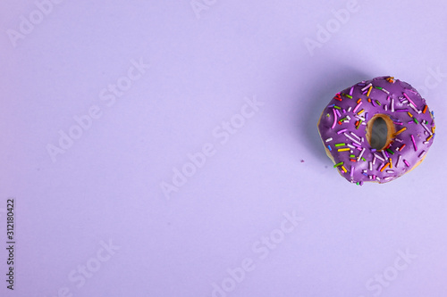 colorful doughnut purple background studio