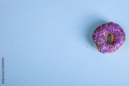 colorful doughnut blue background studio
