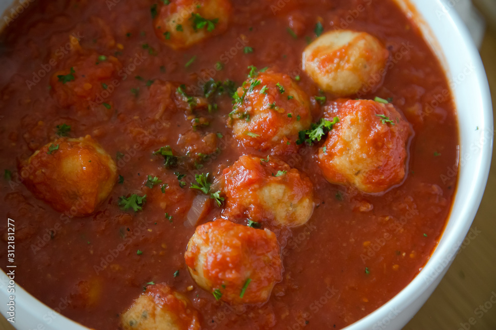 meatballs with tomato sauce in pan meatballs with tomato sauce in pan