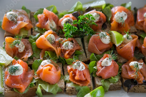 canapes with salmon and caviar