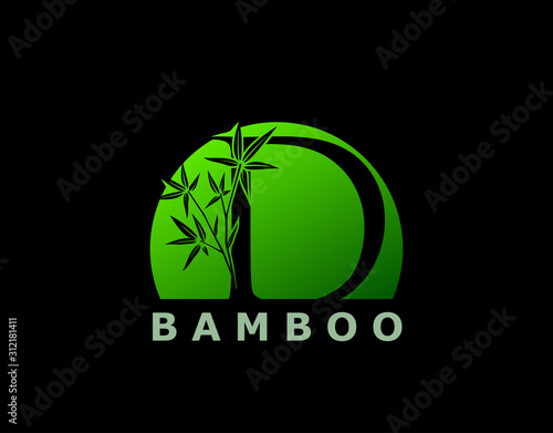 D Letter Green Bamboo Tree Logo Icon, perfect for Hotel, Restaurant, Tour and Travel.