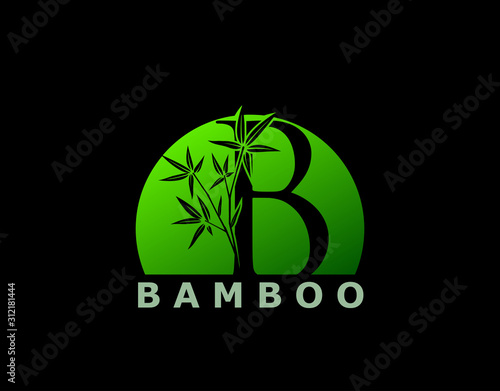 B Letter Green Bamboo Tree Logo Icon, perfect for Hotel, Restaurant, Tour and Travel.