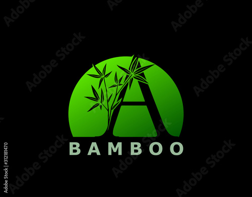 A Letter Green Bamboo Tree Logo Icon, perfect for Hotel, Restaurant, Tour and Travel.