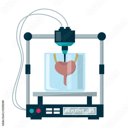 3D bioprinting vector isolated. Medical equipment for organ