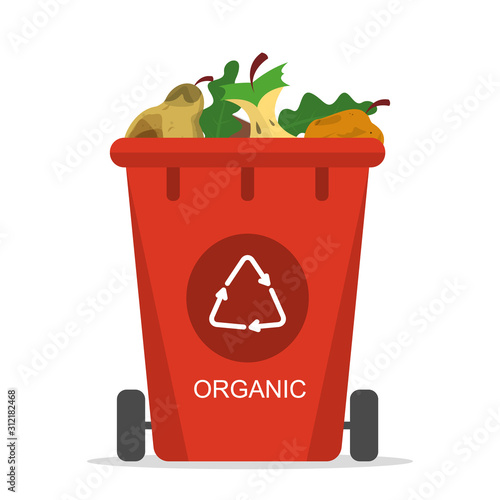 Organic waste in the trash bin vector isolated