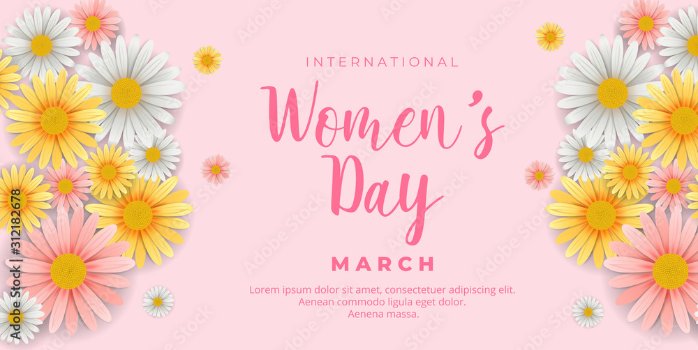 8 march international women's day background with beautiful flowers