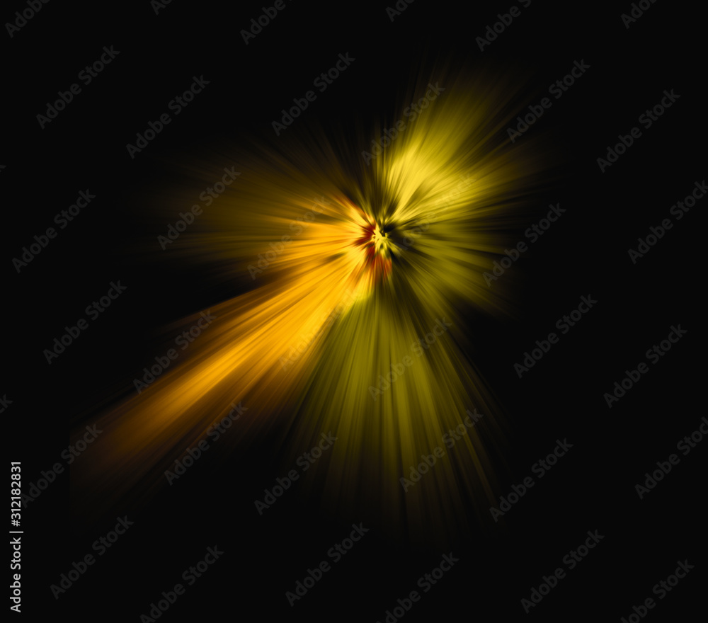 Fototapeta premium Kosmische Explosion in bunten Farben, isoliert auf schwarzem Hintergrund