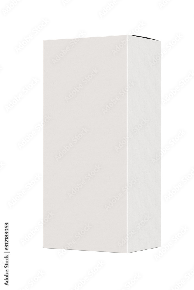 Tall White Packaging Box Isolated on White Background. 3D Render. Tall White Packaging Box Isolated on White Background. 3D Render.