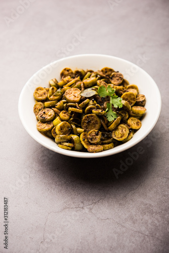 Tendli / Kundroo sabzi or Kovakkai Poriyal also known as ivy gourd, served in a bowl or karahi. selective focus