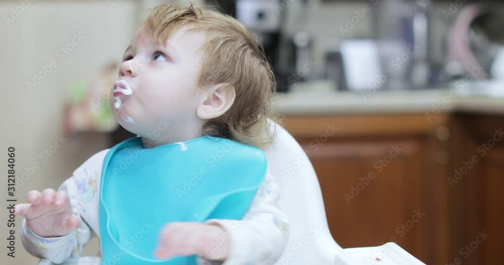 Boy wiped with a napkin Boy wiped with a napkin