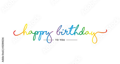 Photography Happy Birthday colorful handwritten lettering tipography isolated on white backg