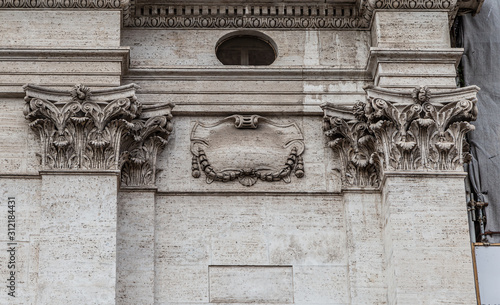  Architectural detail on historical building, in Rome, Italy