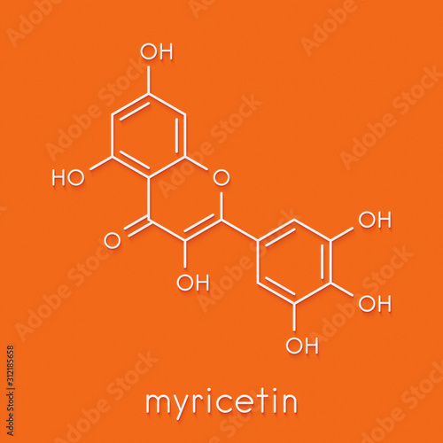Myricetin flavonoid molecule. Skeletal formula.