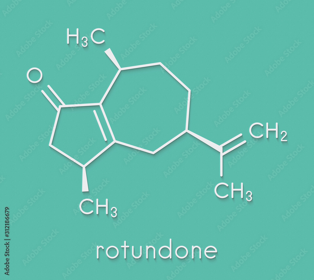 Rotundone peppery taste molecule. Skeletal formula.