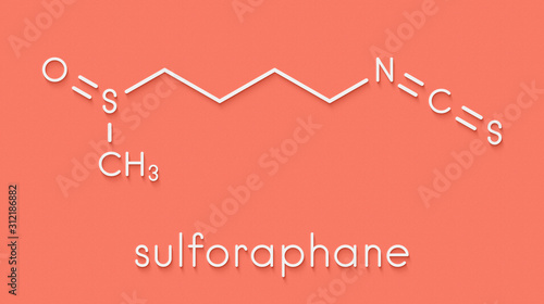 Sulforaphane cruciferous vegetable molecule. Skeletal formula. photo