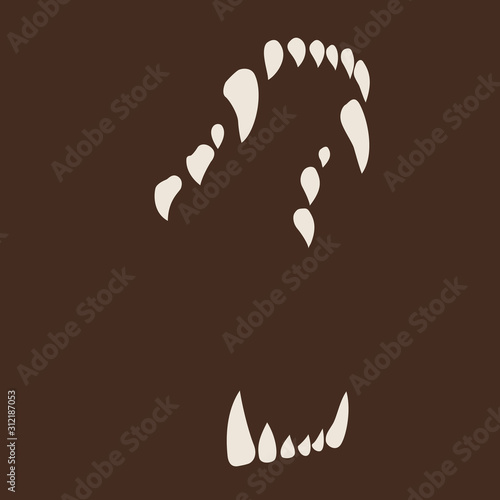 White Fang icon isolated on neutral brown background.
