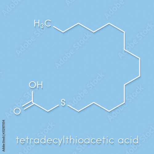 Tetradecylthioacetic acid molecule. Skeletal formula. photo