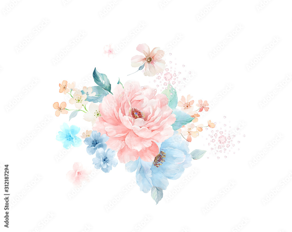 Watercolor flower, background pattern, wallpaper design Watercolor flower, background pattern, wallpaper design