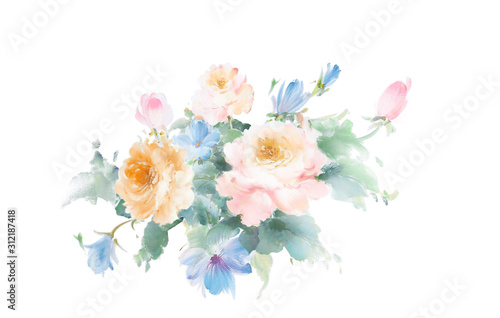 Watercolor flower, background pattern, wallpaper design © zhang
