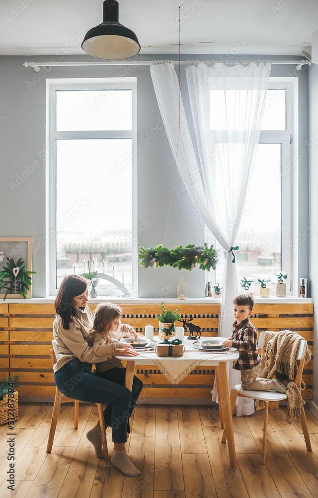 A family having breakfast.