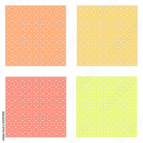 Set of yellow colorful pastel baby pattern background textures vector illustration graphic design 