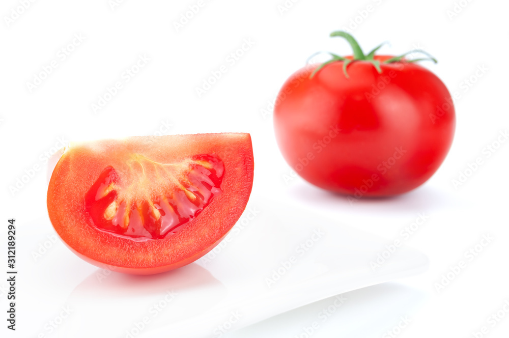 Tomato isolated on white background.