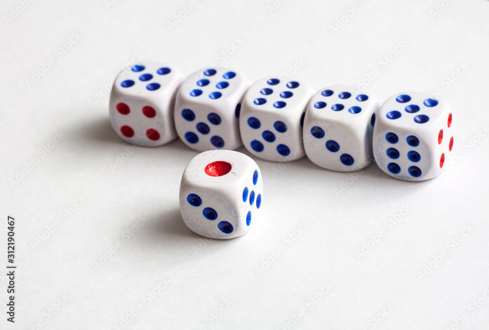 One dice stand out from line,Leadership Concept One dice stand out from line,Leadership Concept