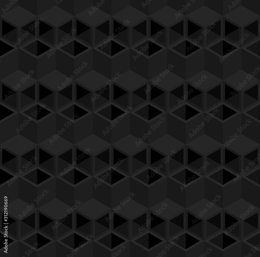 Black 3d square pipes vector background. Rhombus and triangle repeat pattern background. Black 3d square pipes vector background. Rhombus and triangle repeat pattern background.