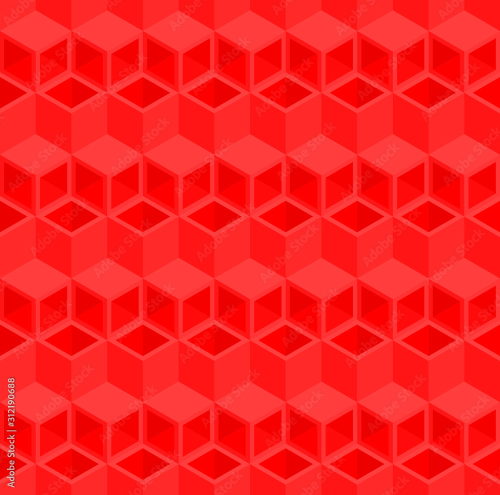 Red 3d square pipes vector background. Rhombus and triangle repeat pattern background. Red 3d square pipes vector background. Rhombus and triangle repeat pattern background.