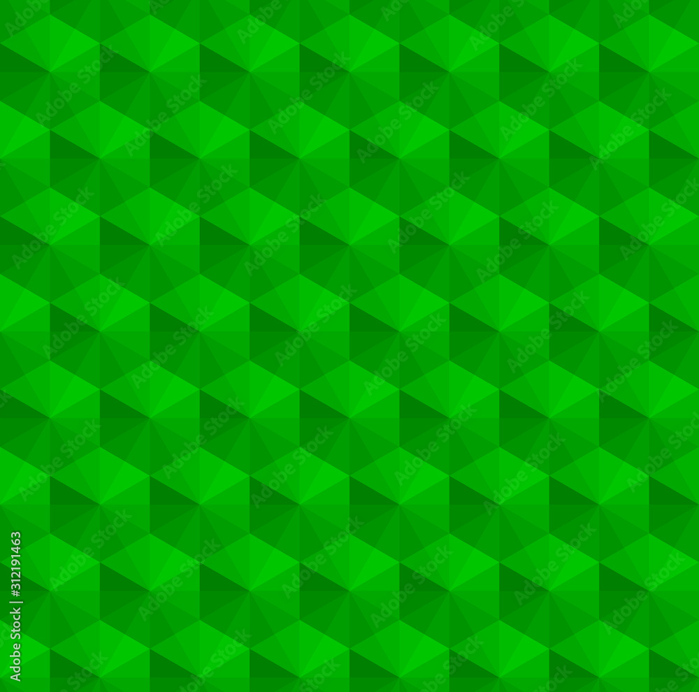 Green 3d square cube or diamond vector background. Hexagon, rhombus and triangle repeat pattern background. Green 3d square cube or diamond vector background. Hexagon, rhombus and triangle repeat pattern background.