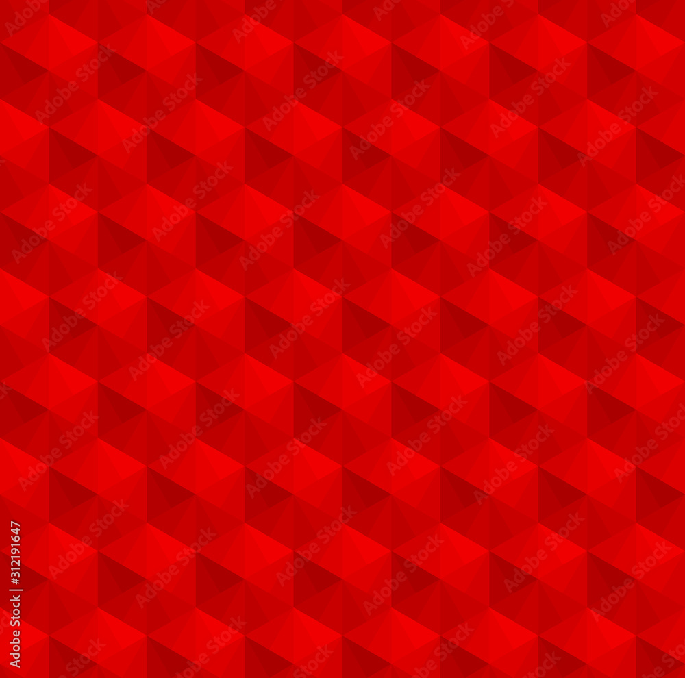Red 3d square cube or diamond vector background. Hexagon, rhombus and triangle repeat pattern background. Red 3d square cube or diamond vector background. Hexagon, rhombus and triangle repeat pattern background.