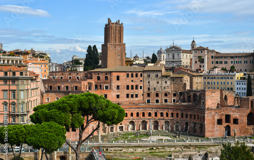 Panoramic view of Ancient Rome ruins