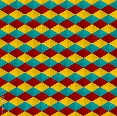 Colorful diamond fabric or zigzag background vector. Rhombus and triangle repeating pattern background.