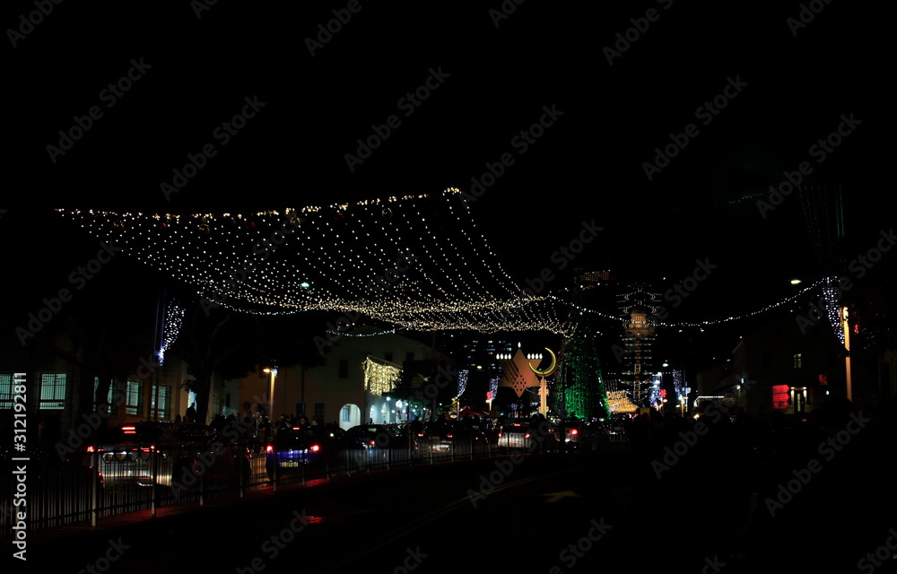 Three religions fest in the Haifa city at night