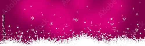 Schneeflocken vor pinkem Bokeh Hintergrund  Frohe Weihnachten  Winter Banner