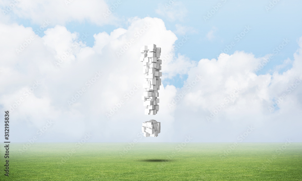 Obraz premium Exclamation mark on green meadow