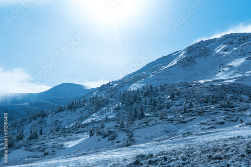  mountain peaks in the sun