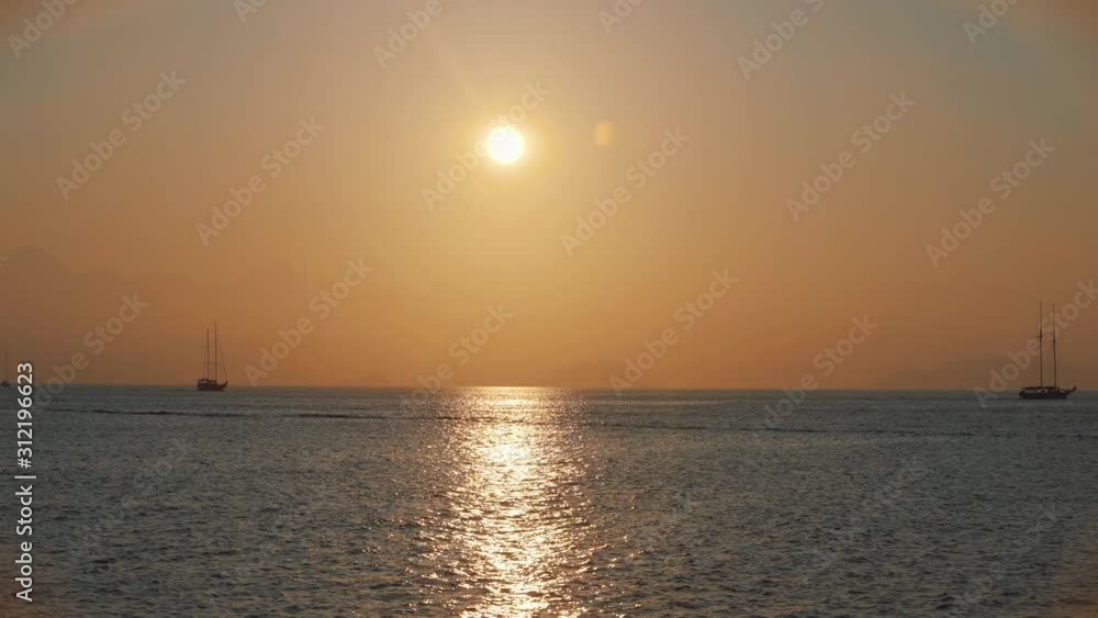 Boats on the Mediterranean sea at sunset, Turkey, Greece, kos Boats on the Mediterranean sea at sunset, Turkey, Greece, kos
