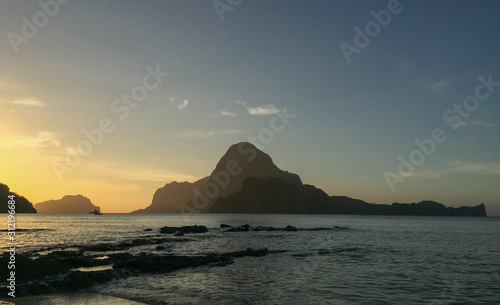 Sunset on the sea in Coron Island  Philippines