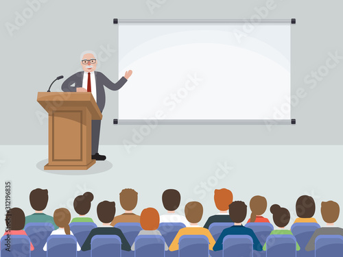 Group of working people, businessman and businesswoman meeting in conference room or in office. Flat design people characters.