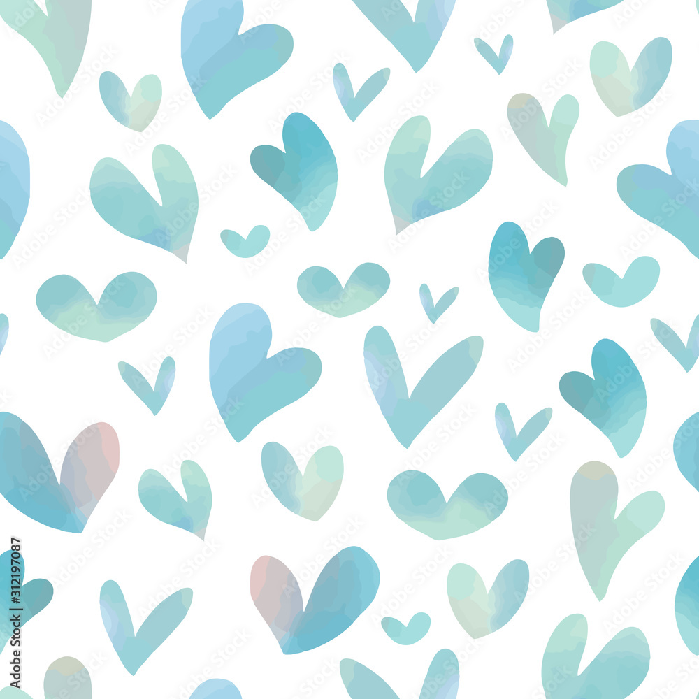 Seamless pattern of watercolor hearts. Seamless pattern of watercolor hearts.