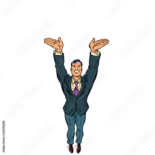 Businessman hands up