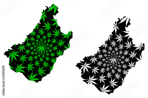 Chagang Province (Democratic Peoples Republic of Korea, DPRK, DPR Korea) map is designed cannabis leaf green and black, Chagangdo map made of marijuana (marihuana,THC) foliage.... photo