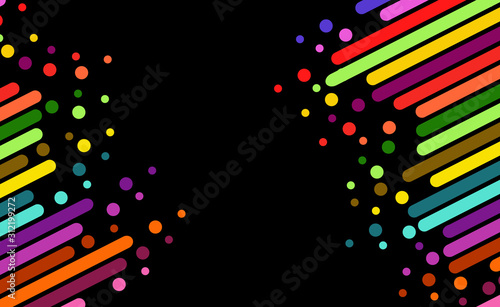Modern diagonal rounded lines, stripes, bars Colorful backdrop on black. Vector business background with space for text or copy. template for the banner, flyer, poster, cover brochure .