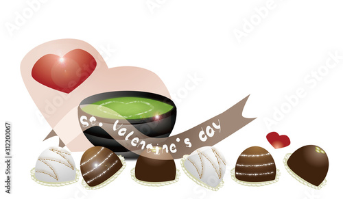 バレンタインデーマーブルチョコレートと抹茶とハートのイラスト Stock Illustration Adobe Stock
